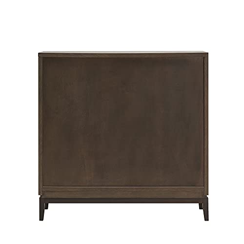 Image of Leick Home 10143-GRBLK Emmett Mixed Metal and Wood Foyer Cabinet, Riverstone /Matte Black
