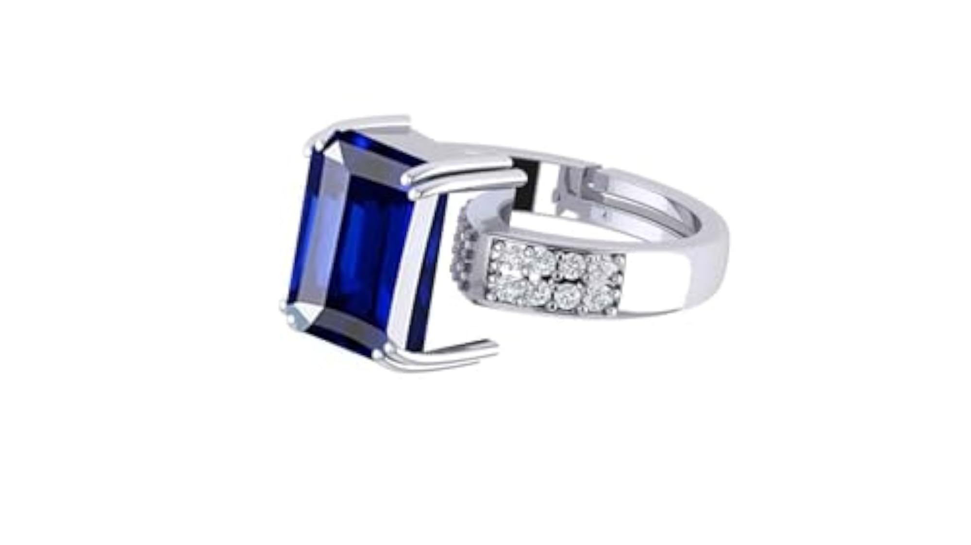 12.25 Ratti Certified Blue Sapphire Silver Plated Adjustable Ring