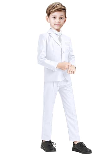 Image of Suit for Boy Formal Slim Fit Tuxedo 5 Pieces Kids Toddler Wedding Outfit Blazer Pants Vest Set Boys Suits