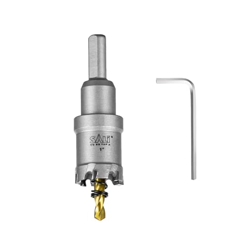 Image of SALI 1 inch (25.5mm) TCT Hole Saw Kit Tungsten Carbide Tipped Hole Saw Drill Bit with Titanium-Plated Pilot Drill bit for Metal, Stainless Steel, Iron, Wood, Plastic