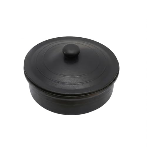 Image of Black Clay Pot for Cooking with Lid | Mitti ka Bartan for Healthy Cooking | Clay Handi | Earthen Kadai | Traditional Handmade Terracotta Cookware for Serving | Natural and Organic 2.5 L