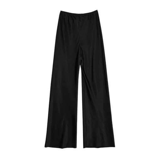 Women's Summer Satin Wide Leg Pants Long Floor Pants