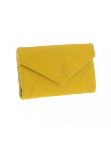 Portefeuille crème et jaune moutarde 16x10x3 cm tout-en-un décontracté