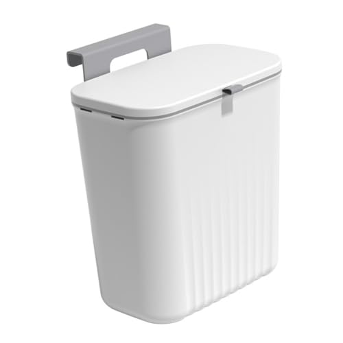 Caneca de basura pequeña para cocina con tapa deslizante e instalación en puerta, color marfil