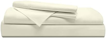 Five Elements 1000 Thread Count 100% Egyptian Cotton Bed Sheets, 4-Pc Queen Ivory Sheet Set, Sateen Weave, Single Ply Long-Staple Yarns, Luxury Collection, Fits Mattress Upto 16” Deep Pocket