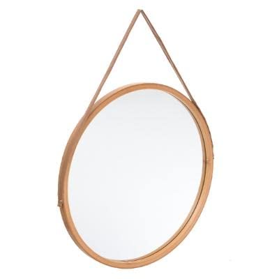 AC-Déco Miroir Rond avec Anse RT Cadre en Bambou - Beige - D 38 Cm - Cirila