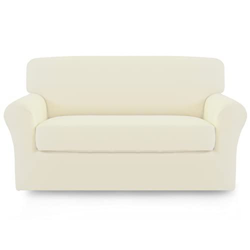 Image of Easy-Going 2 Pieces Stretch Loveseat Couch Sofa Slipcover Washable