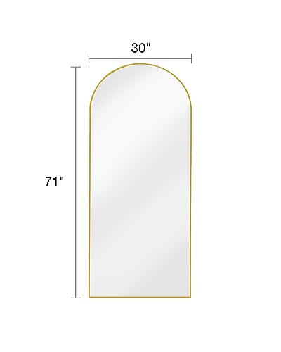 Arched Full Length Mirror, Floor Mirror with Stand, 30"x71" Large Mirror, Wall Mirror Full Length, Black Floor Length Mirror, Body Floor Mirror, Wall Mounted Mirror for Bedroom, Gold