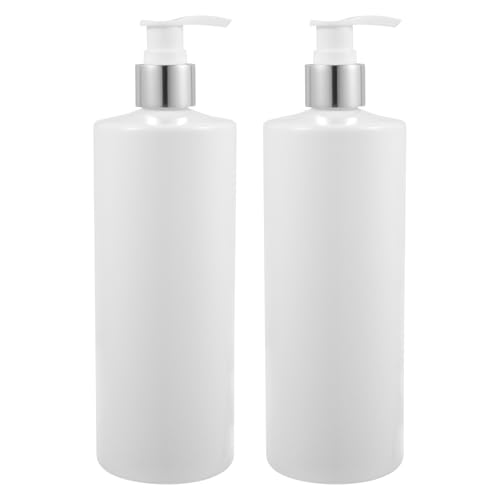 TOYANDONA Botellas de Plástico para Baño 2 Piezas de 500 Ml Bomba Dispensadora, Blancas, Recargables para Loción, Gel de Ducha y Champú, Contenedores Transparentes sin Fugas para Uso