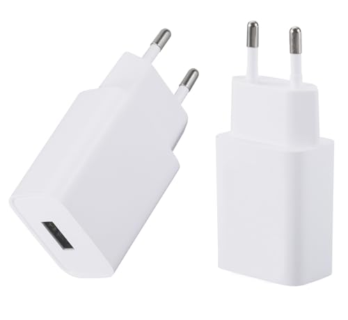 2 Pieza Cabeza USB Cargador 5V 1A Pared Enchufe Adaptadores para Relojes Inteligentes, Auriculares Bluetooth,Lector electrónico,Teléfonos móviles,Cepillos Dientes