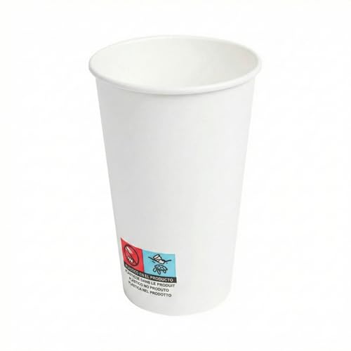 Générique Lot de 1000 Gobelets Carton Blanc 50 cl (480ml / 16 oz) – Gobelet Jetable Épais pour Boissons Chaudes & Froides – Idéal Café à Emporter,...