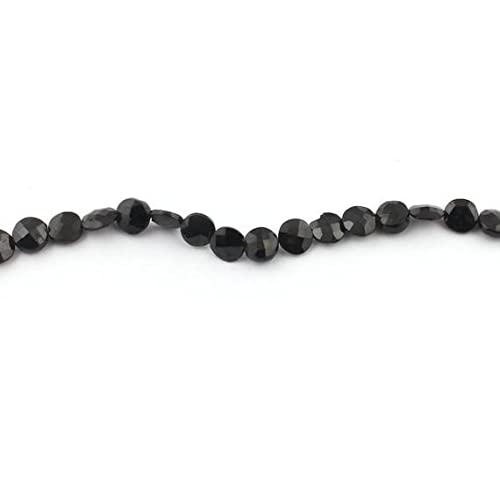Perles onyx noir facettées de 9mm-10mm sur fil de 10,5 pouces pour fabrication de bijoux
