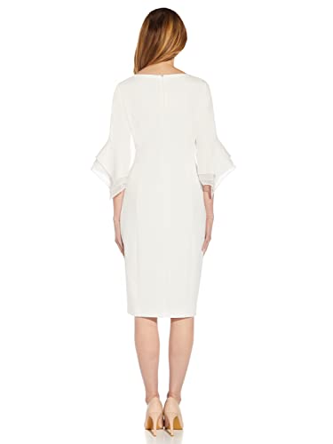 Image of Adrianna Papell Stretch Knit Crepe Sheath Dress with Tiered Organza Bell Sleeve