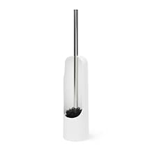 Umbra Touch Toilet Brush with Holder/Stand Durable, Slim Cleaning Tool with Dense Bristles Removes Stubborn Stains, White
