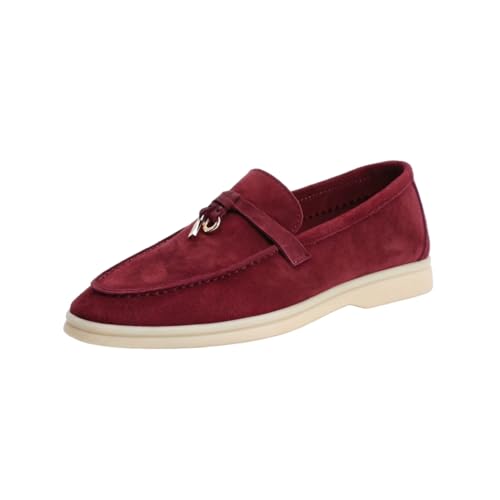 Image of Women's Summer Charms Suede Loafers - Premium Sheepskin Unlined Upper,Classic or Styles with Metal Detail for Casual, Office, Travel & All Day Wear