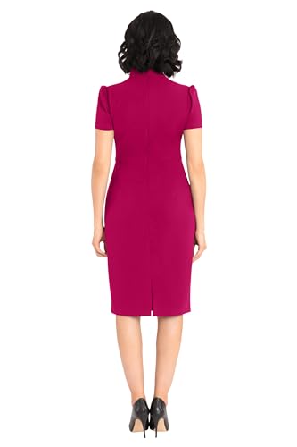 Image of Maggy London Womens Midi Short Sleeve Sheath with Neck Tie Career Office Work WearCocktail Dress