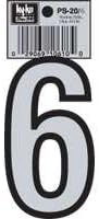 Hy-ko Ps-20/6 Reflective Vinyl House Number #6, 3-1/4" (Pack of 10)