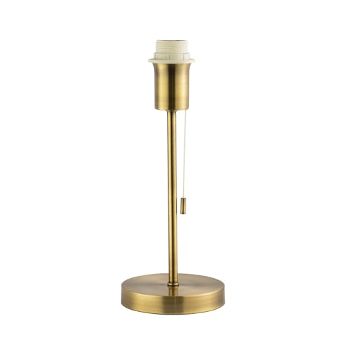 Happy Homewares Traditional and Classic Table Lamp Base in Antique Brass with Pull Cord Switch | 31cm x 13cm | 1 x 11w LED
