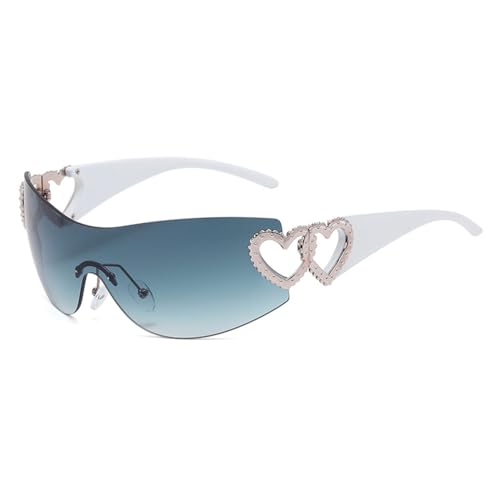 Lunettes de soleil dégradé vert et branches minimalistes au design monobloc punk