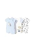 Pelele Bebe Niño - Conjunto 3 peleles - Manga Corta - 100% Algodón - Mono para Bebé – Ropa de Regalo -Pijama de Verano para Bebe de 1 Mes a 18 Meses (Cielo 1, 18 meses)