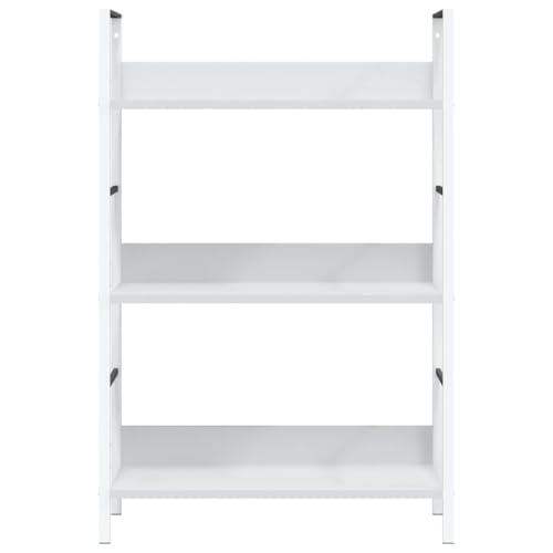 Estantería blanca de 60 x 27,6 x 90,5 cm con acabados modernos en madera y acero 6