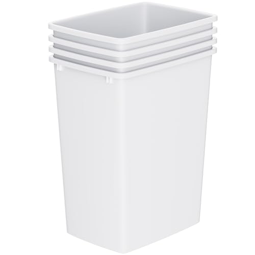Image of 35 Quart Plastic Trash Can, 9-Gallons Slim Trash Can(4-Pack) | Under Cabinet Waste Bin, Slim Trash Can for Kitchen Bedroom Office Bathroom Under Sink,Easy to Clean (White)