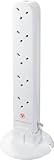 Masterplug Ten Socket Surge Protected Extension Tower, 1 Metre Cable, White