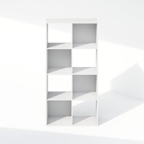 Furinno PELLI Book Shelf, 8-Cube Bookshelf, Horizontal Cube Storage Organizer Bookcase, 11.7 x 23.7 x 47, for Living Room, Bedroom, Home Office, White by Furinno - Image 3
