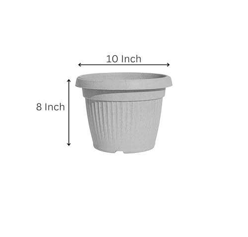 Image of Harshdeep Flower Pots for Home Decoration - Bello - Indoor Living Room Balcony Garden Decorative Round Earth Friendly 10 Inch Planter Made of Bamboo and Rice Husk Recyclable Set of 4 (Cream)