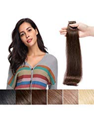 22 Inch Tape in Hair Extensions Real Human Hair Dark Brown Seamless Remy Straight Skin Weft Hair Extensions Professional Tape on (22'',30g/20Pcs,#2)+ 10pcs Free Tapes