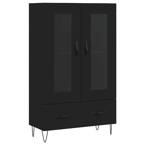 Annlera Aparador moderno armario alto armario de almacenamiento armario auxiliar armario buffet práctico armario de pie mueble para salón negro 69,5 x 31 x 115 cm