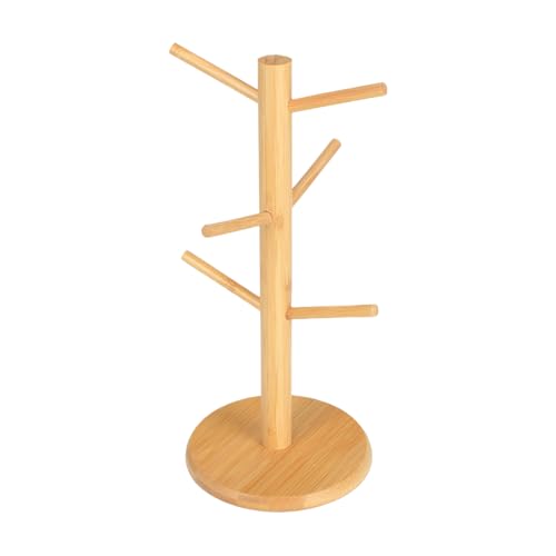 Soporte para tazas de 35 x 17,5 x 17,5 cm con 6 ganchos, soporte para vasos de madera para árboles, soporte para tazas de, base, soporte para tazas de, base para tazas de