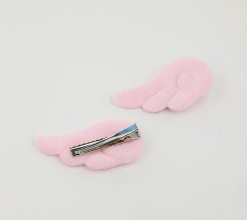 Pinzas de Pelo Angel Wings Fluffy 4 Piezas Rosa y Blanco miniatura 2