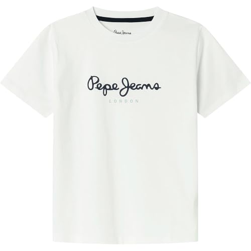 Pepe Jeans New Art T-Shirt für Jungen, Weiß (Weiß), 10 Jahre