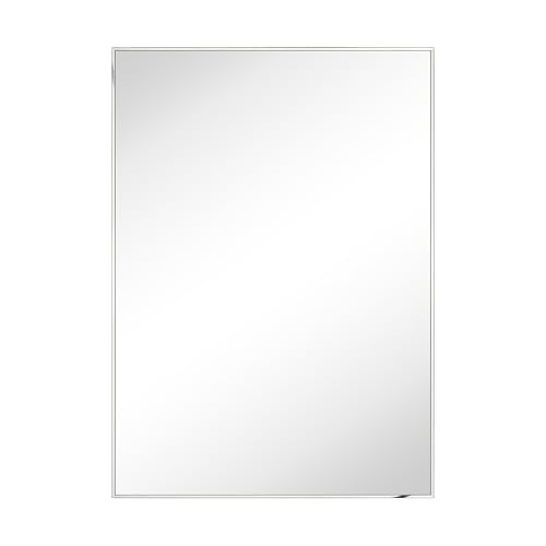 Image of TEHOME Chrome Bathroom Vanity Mirror with Squared Corners, 20x28'' Silver Rectangle Stainless Steel Metal Framed Mirror for Bathroom