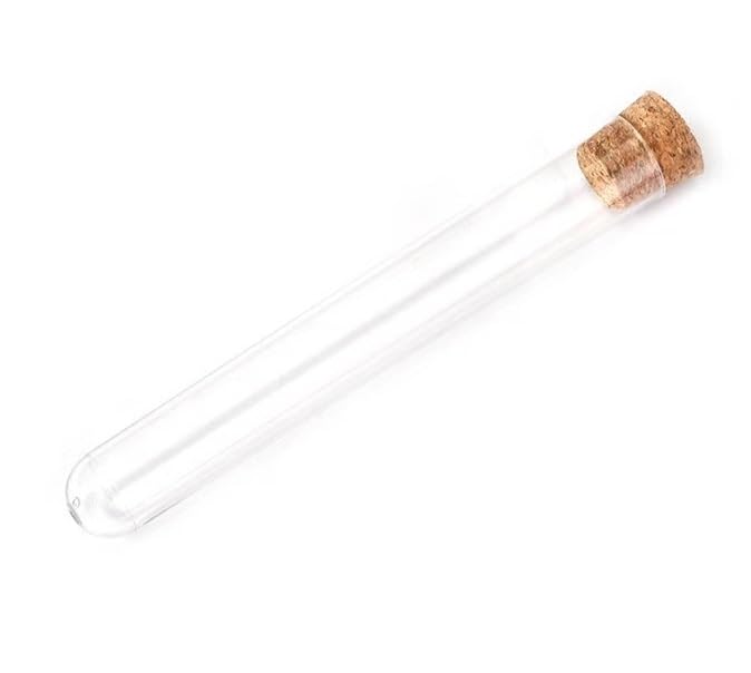 100Pcs Plastic Test Tubes with Corks Dia 12mm to 25mm Transparent Party Candy Bottle with Round Bottom,Wedding Gift Vial(12X100mm)