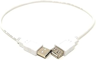 Maincore 50CM Long USB 2.0 Male to Female Extension Cable Lead, White (0.5m, White)