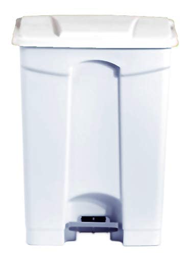 L2G - Poubelle Plastique 90 Litres - En Polypropylène - Conception aux Normes HACCP - Commande par Pédale - Deux Roulettes Arrière - Blanc