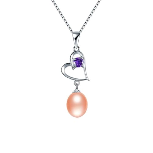 Collier perle ovale naturelle et zircon violet, cadeau idéal femme