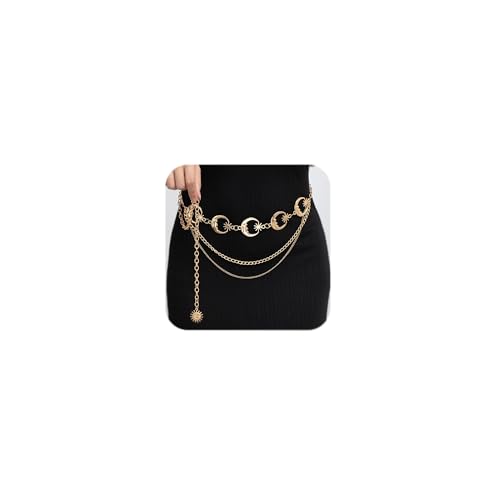 MODRSA Chain Belt Gold Chain Belt for Women Fashion Gold Waist Chains Metal Moon Sun Layered Waist Belts Chains Trendy Belly Belts for Women