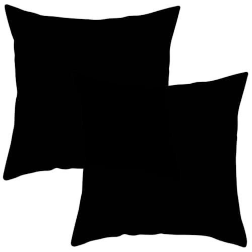 Betadistor Black Cushion Covers 45 x 45 cm Pack of 2 Square Throw Pillow Cases Decorative Sofa Pillow Protectors for Bedroom Couch Car with Invisible Zipper Black