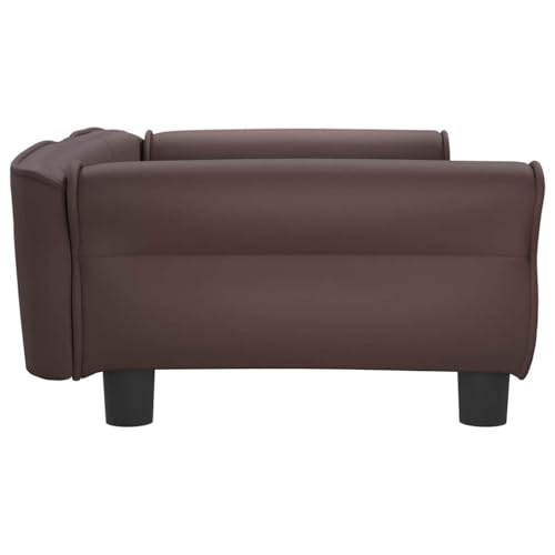 vidaXL Hundebett, Hundekissen mit weicher Polsterung, Hundesofa Hundecouch für kleine Hunde Haustiere, Haustierbett Katzenbett, Braun Kunstleder