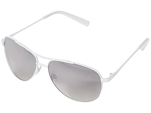 Jessica Simpson 60 mm Stylish UV Protective Metal Aviator Sunglasses White Frame/Silver Mirrored Lens One Size