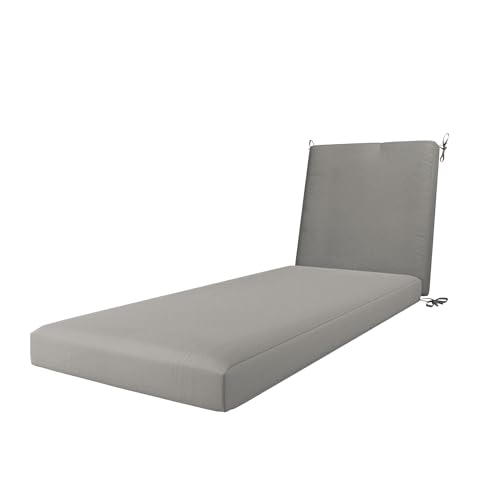 California Umbrella Outdoor Chaise Lounge Cushion, 24 x 78 Inch, Premium Outdoor Densified Fiber, Fade Resistant, Sunbrella Fabric, Patio Lounger Cushion with Fabric Ties, Granite by California Umbrella - Used condition - US$98.43