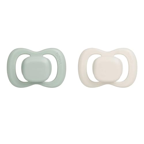b.Box Silicone Pacifier Twin Pack, Sage/Vanilla, Size 1