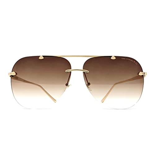 K&L's Luxury & Co. Gold Metal Alloy Aviator Sunglasses K02122021 Gradient Rimless Lens for Men and Women