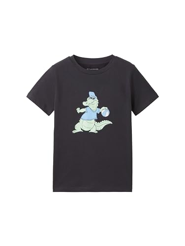 TOM TAILOR Jungen Kinder T-Shirt mit Print , coal grey, 92/98
