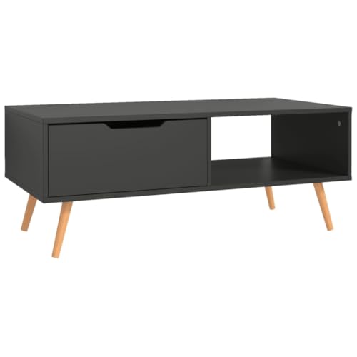 Table basse grise 100cm rectangulaire avec rangement pour salon moderne
