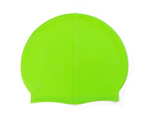 SWIMXWIN Gorro de silicona monocolor para natación, piscina, talla única, sujeción estable (verde fluorescente) Cover