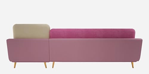 Image of Sixpine Luxury Dual Color Upholstery Lounger LHS Sofa in Premium Velvet | Solid Wood Structure | Sturdy Golden Legs | High Density Foam | Extra Comfort for Modern Living Room (Pink & Beige, 5 Seater)